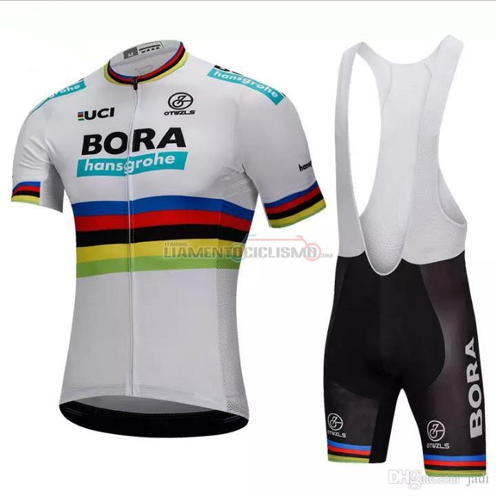 Abbigliamento Ciclismo Uci Mondo Campione Bora Manica Corta 2018 Bianco